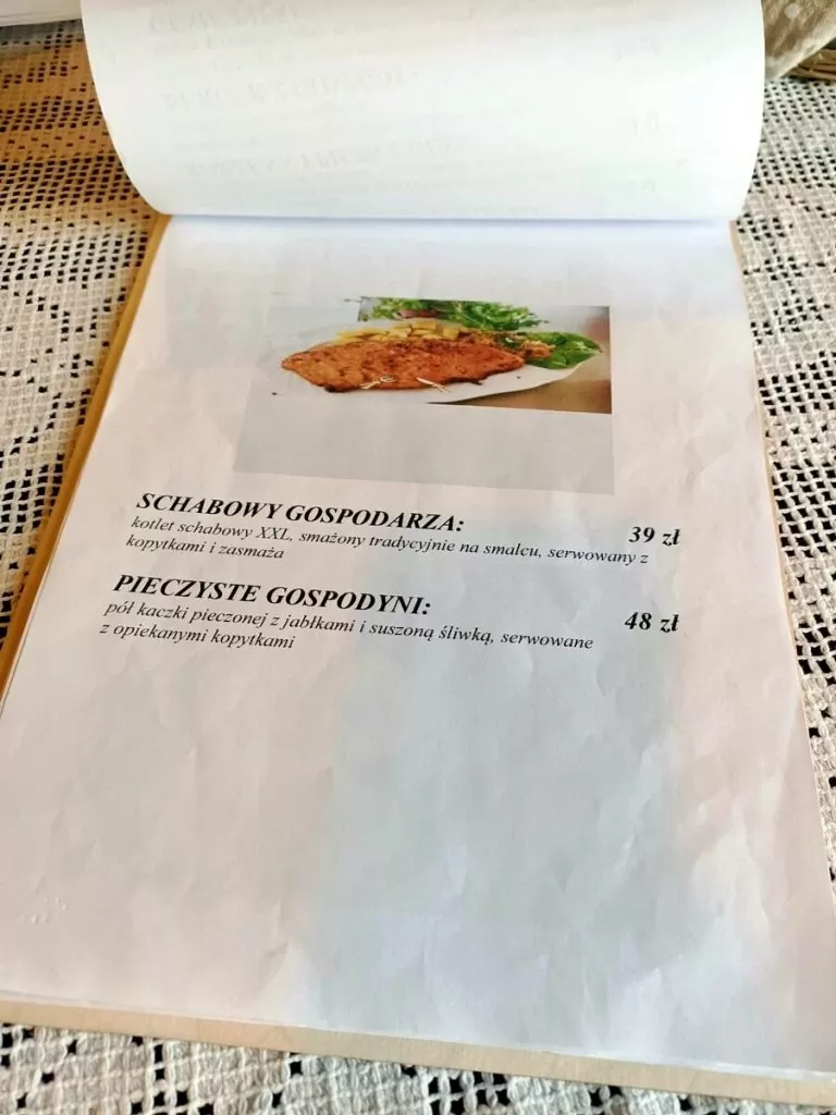 Menu Gospoda Swołowo